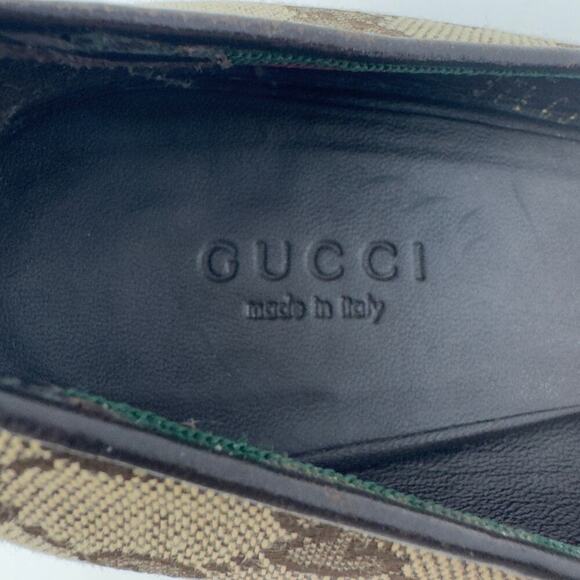 Gucci GG Guccissima Supreme Canvas Red Green Web Ophidia Bow Peep Toe Heels 37.5 - Picture 8 of 10